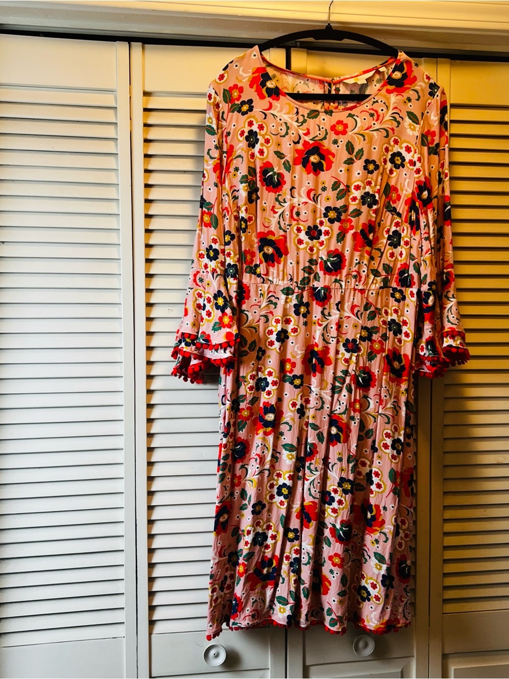 Boden Classic Elegant & Versatile Pink Floral Long-Sleeve Midi Dress